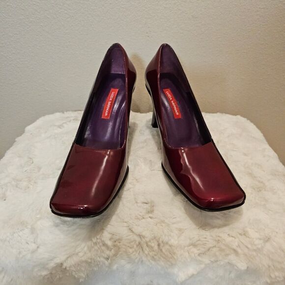 NWOT Luzia Mirnar Women's Red Patent Leather Square Toe Pumps Size - Picture 2 of 10